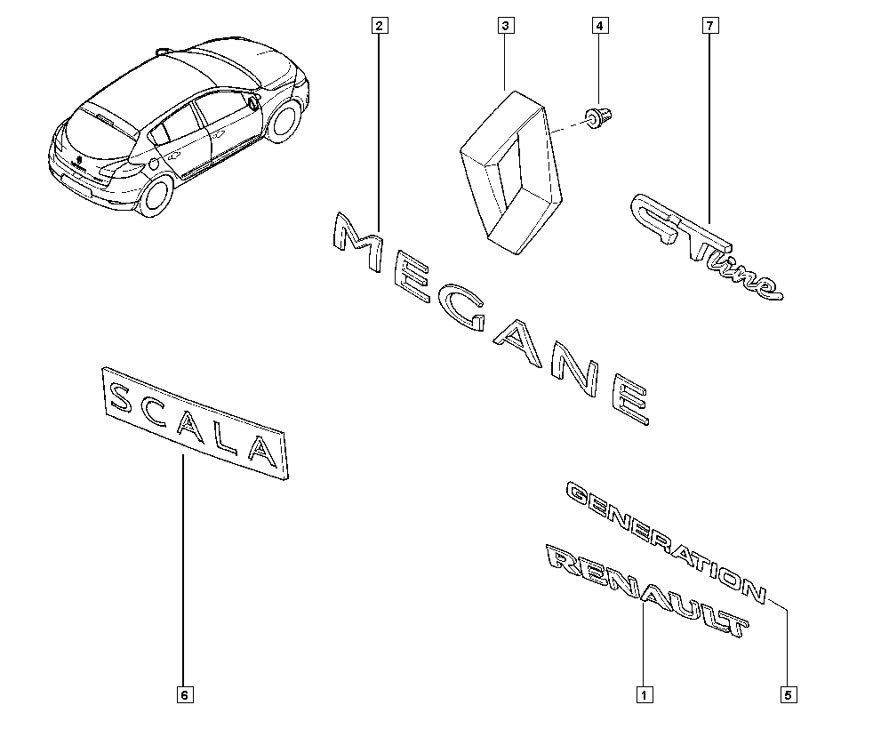 RENAULT 90 88 973 37R - Эмблема задней двери parts5.com