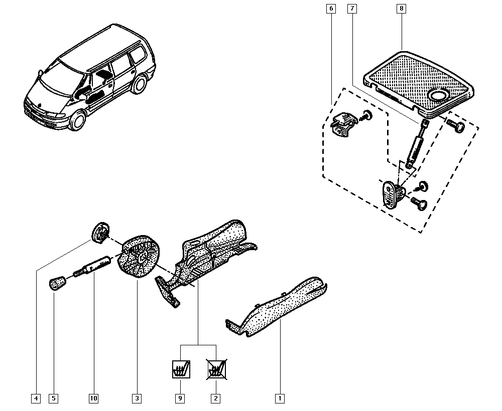 RENAULT 6025312658 - Газовая пружина, раздвижной стол parts5.com