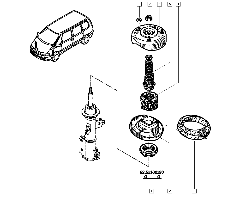 RENAULT TRUCKS 6025305979 - Опора стойки амортизатора, подушка parts5.com