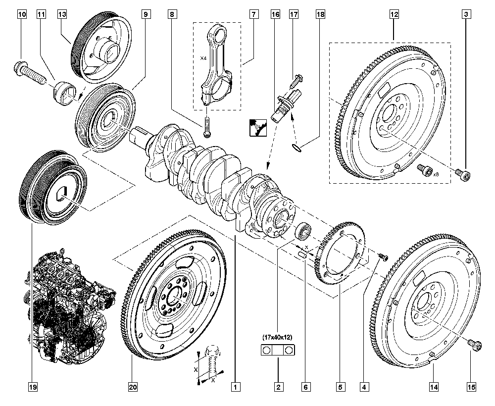 DACIA 8200 668 500 - Датчик импульсов, коленвал parts5.com