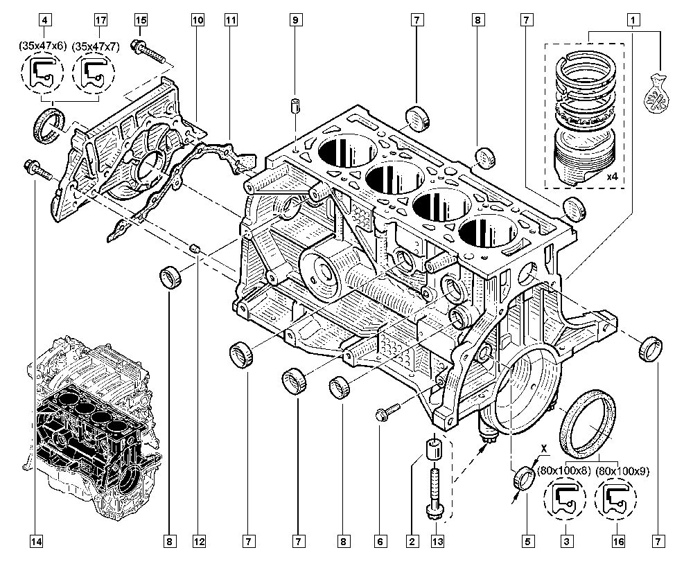 LADA 7701475009 - Уплотняющее кольцо, коленчатый вал parts5.com