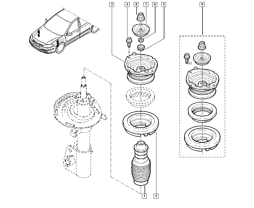 RENAULT 82 00 322 166 - Опора стойки амортизатора, подушка parts5.com