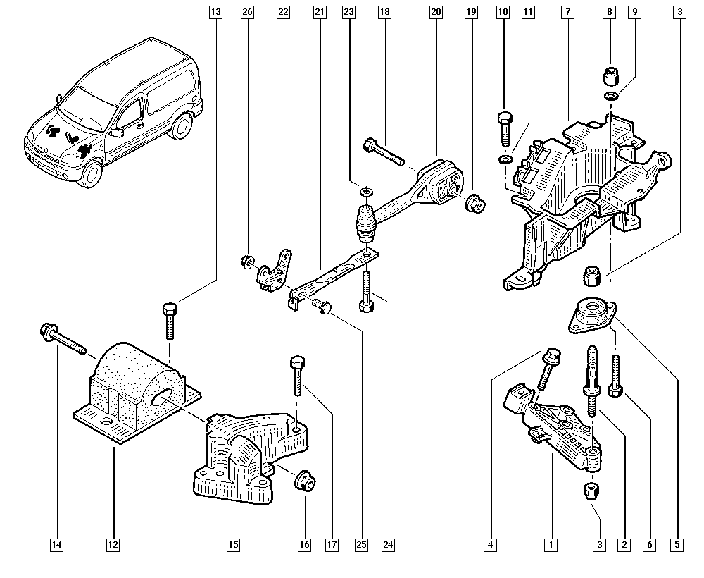 RENAULT 77 00 415 087 - Подушка, опора, подвеска двигателя parts5.com