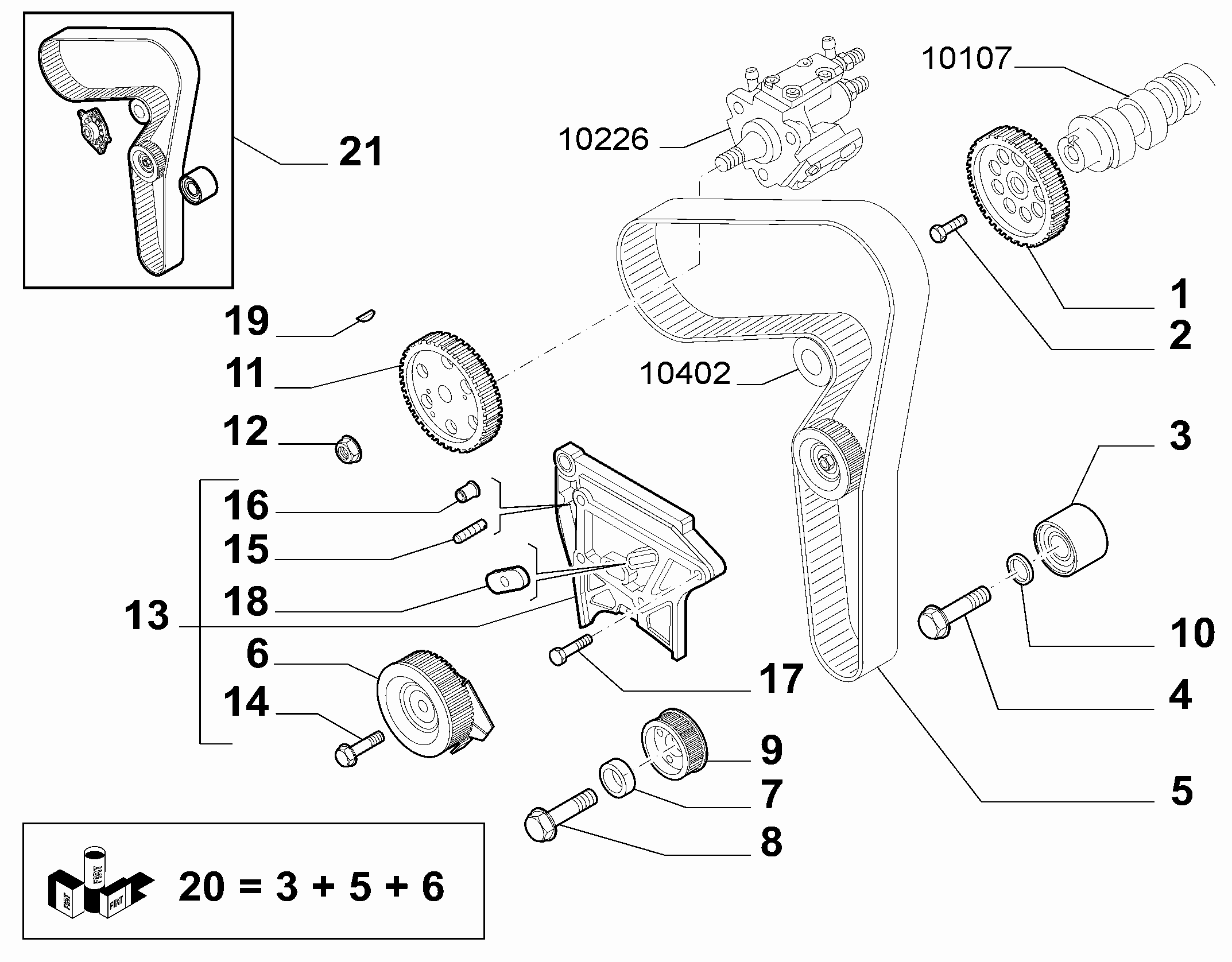 Jeep 71747799 - Tensioner, timing belt parts5.com