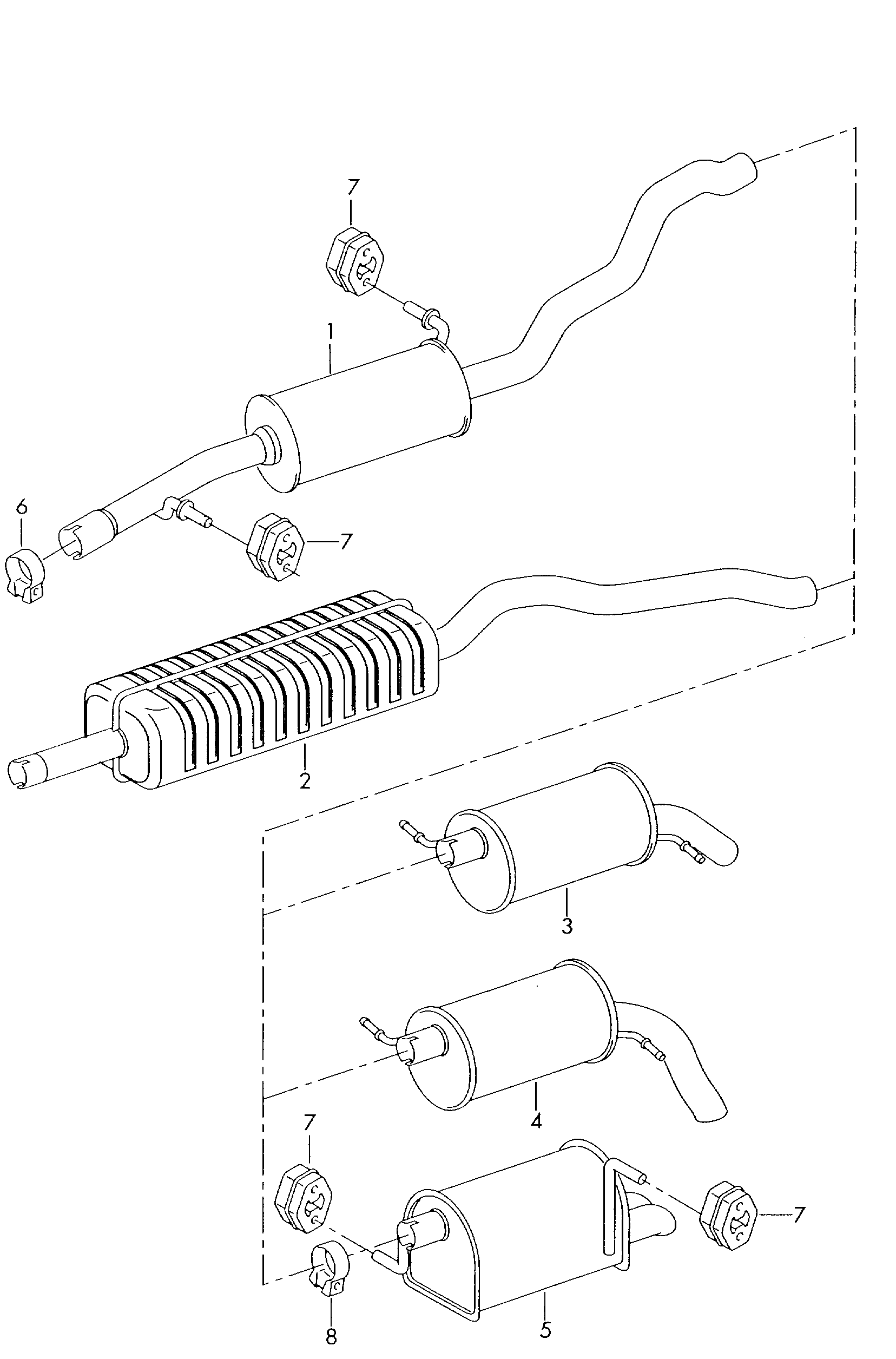 VW 7M3253409P - Средний глушитель выхлопных газов parts5.com