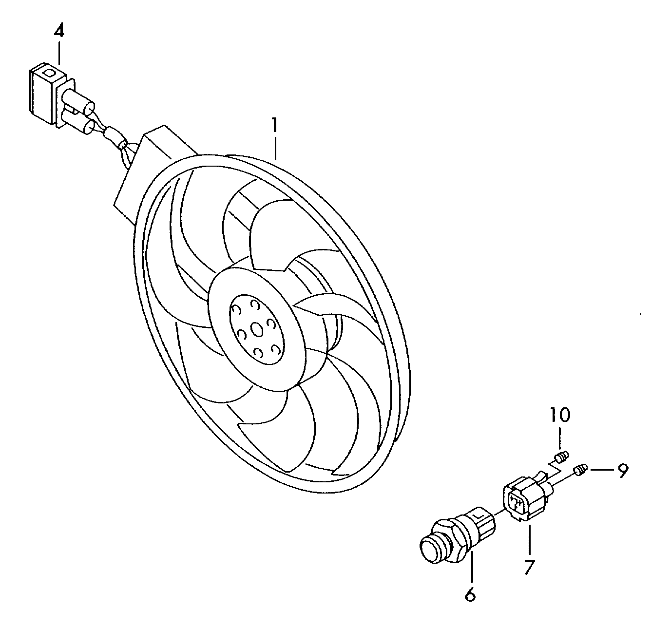 VW 1J0973852 - Вентилятор, охлаждение двигателя parts5.com