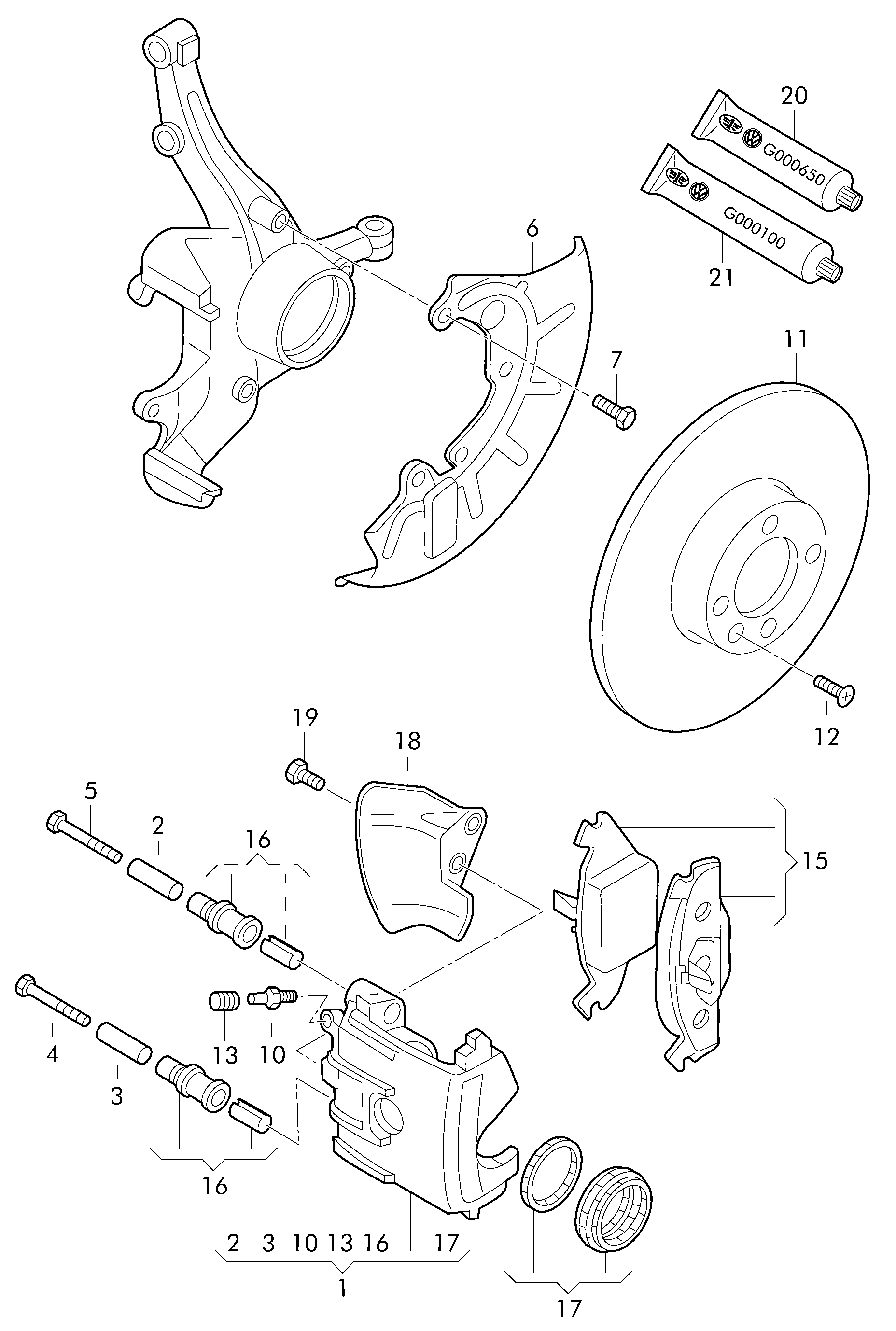 VW JZW698302CL - Дисковый тормозной механизм, комплект parts5.com