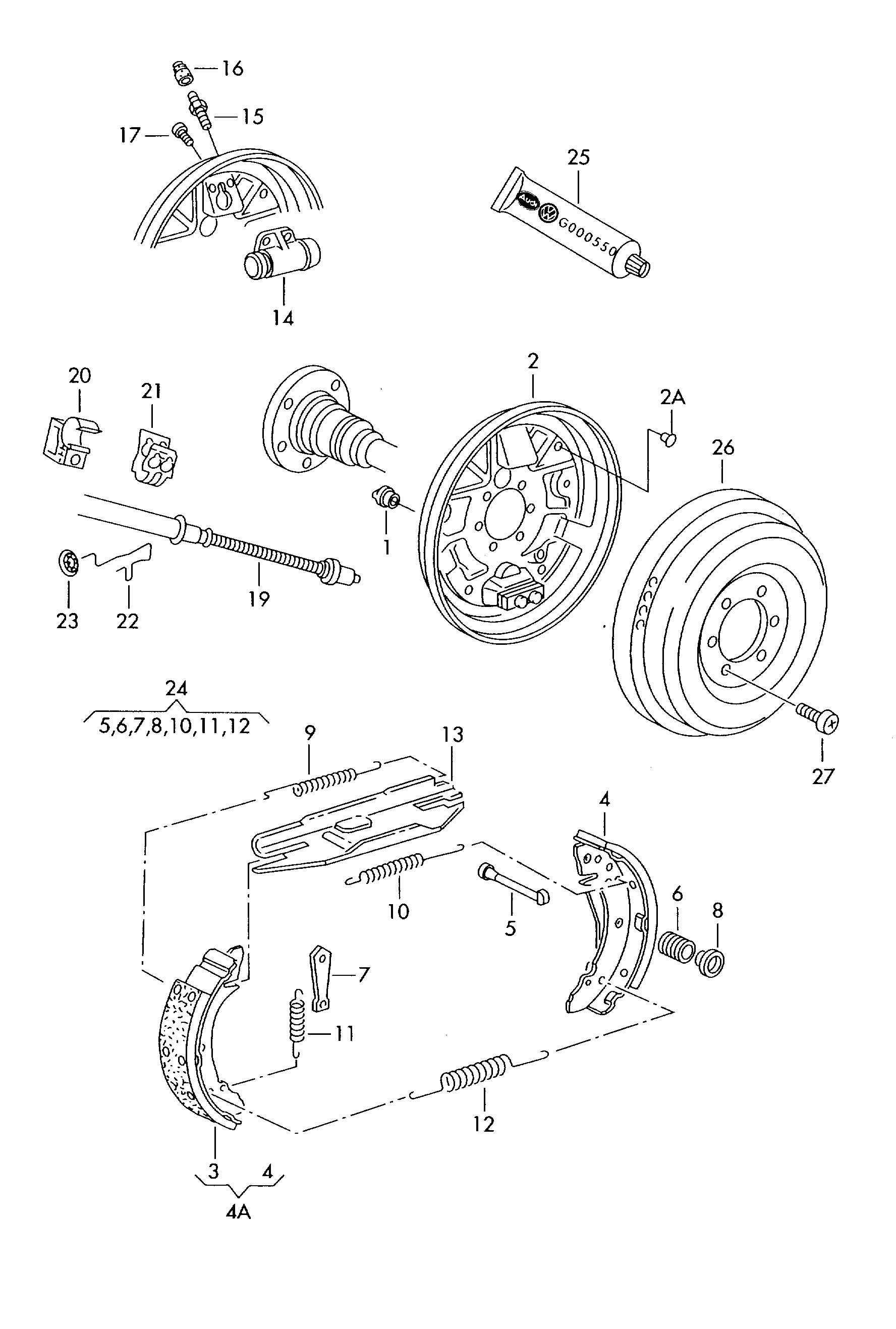 Skoda 1J0 698 525 B - Комплект тормозных колодок, барабанные parts5.com