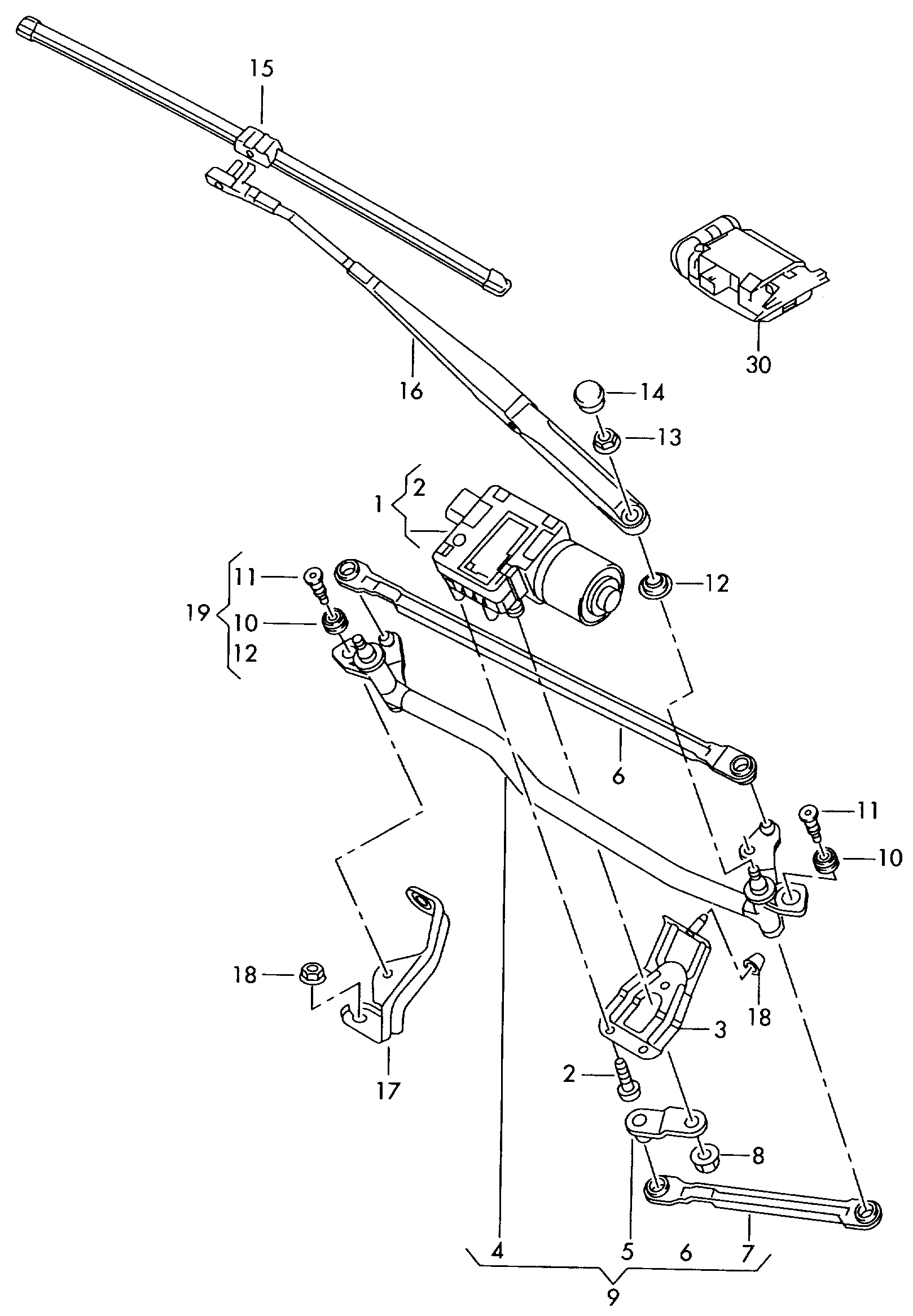 Seat 1J0 955 276B - Система тяг и рычагов привода стеклоочистителя parts5.com