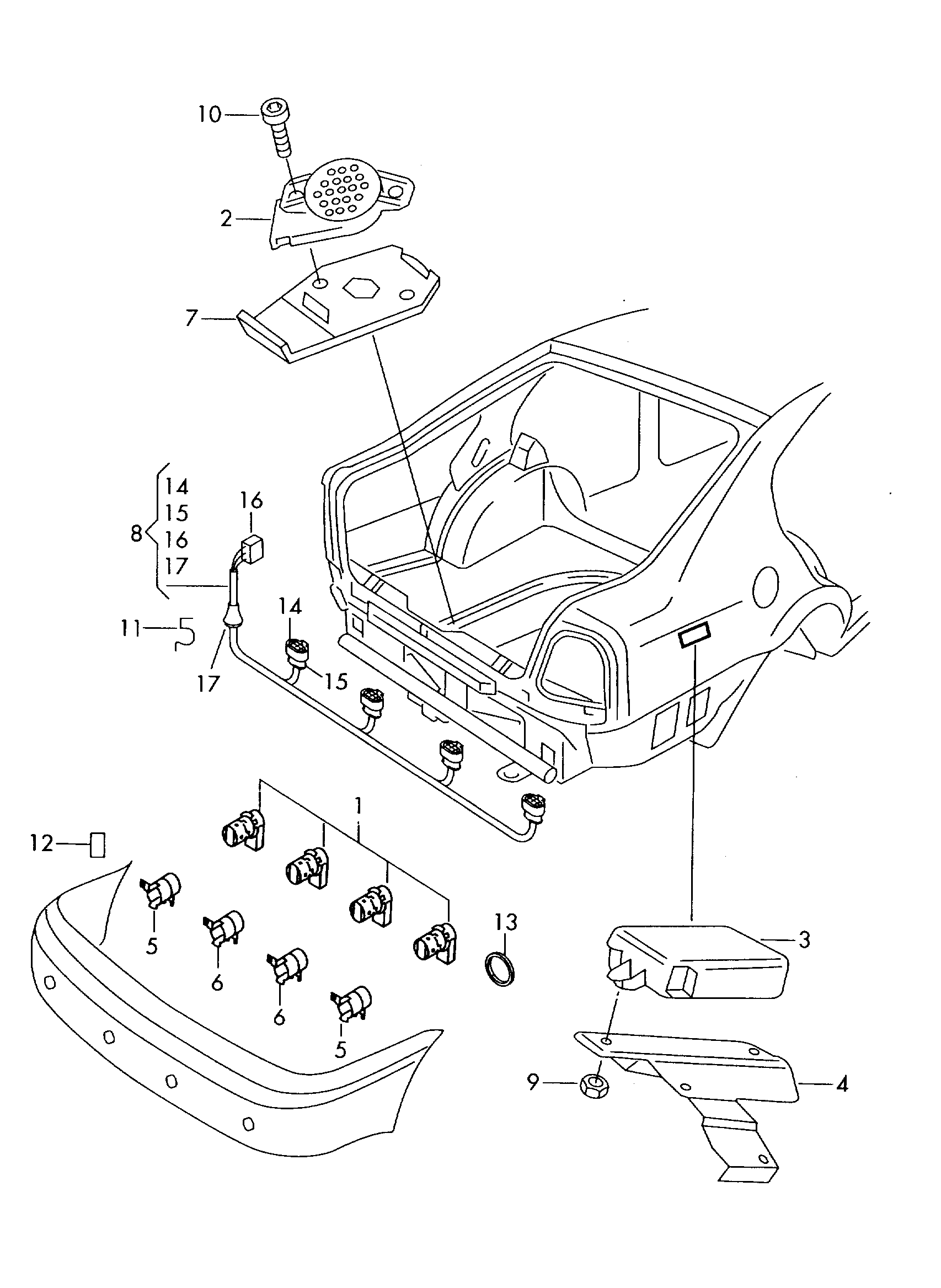 VW 3U0919659 - Датчик, система помощи при парковке parts5.com