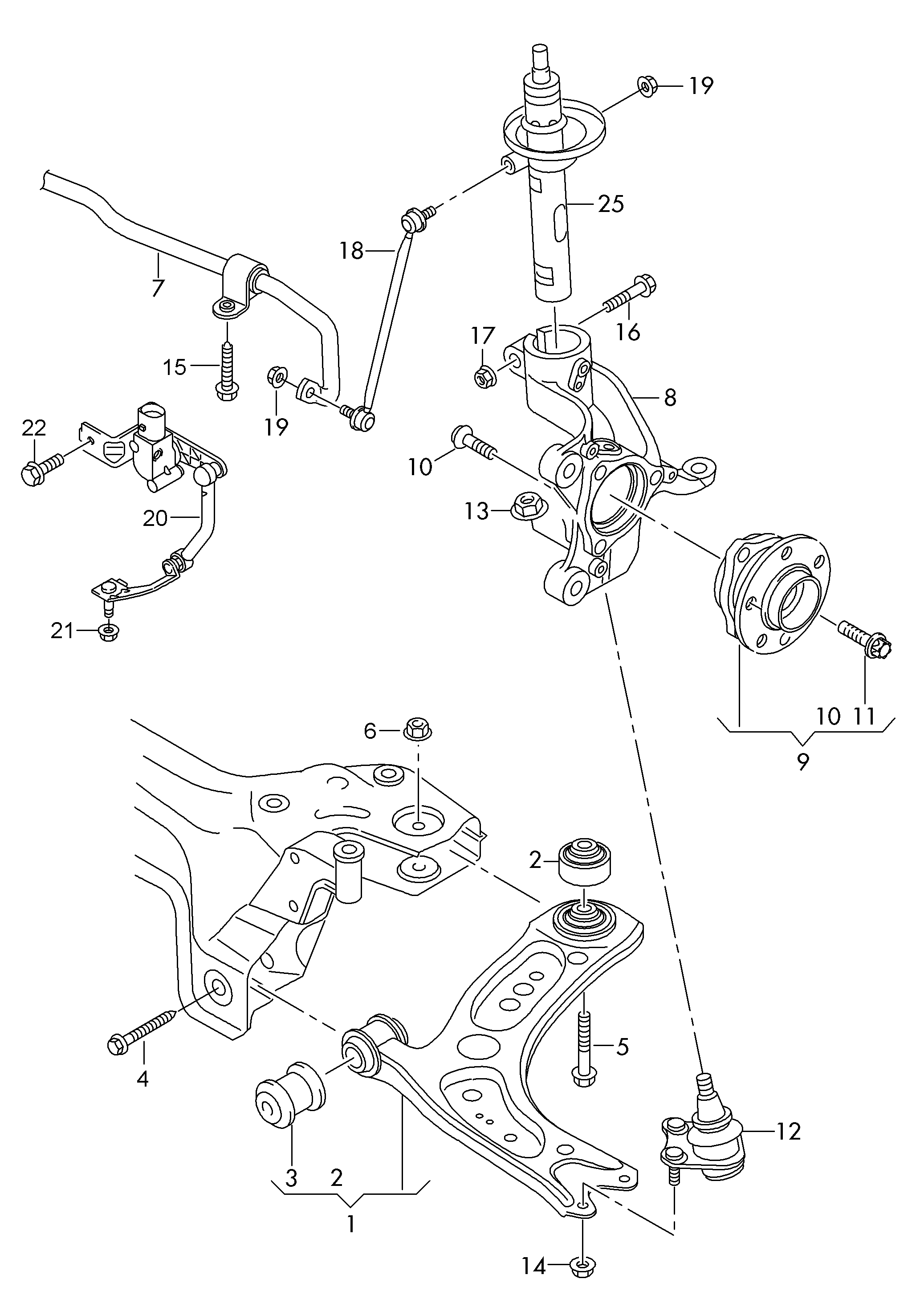 AUDI 8V0 498 625 - Ступица колеса, поворотный кулак parts5.com