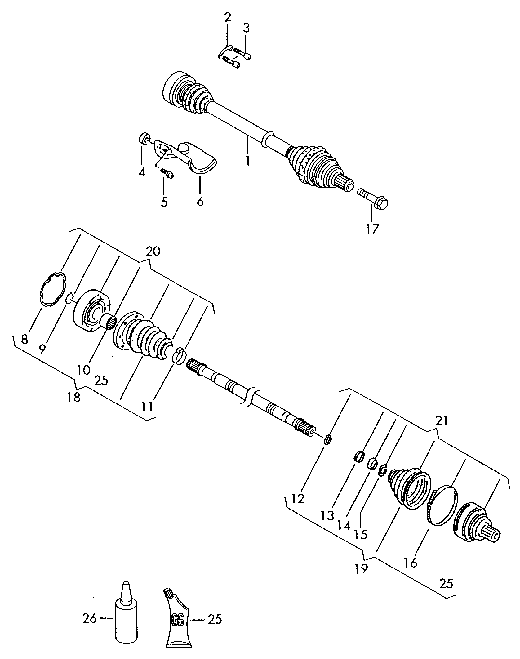 VAG 1K0 498 099D - Шарнирный комплект, ШРУС, приводной вал parts5.com