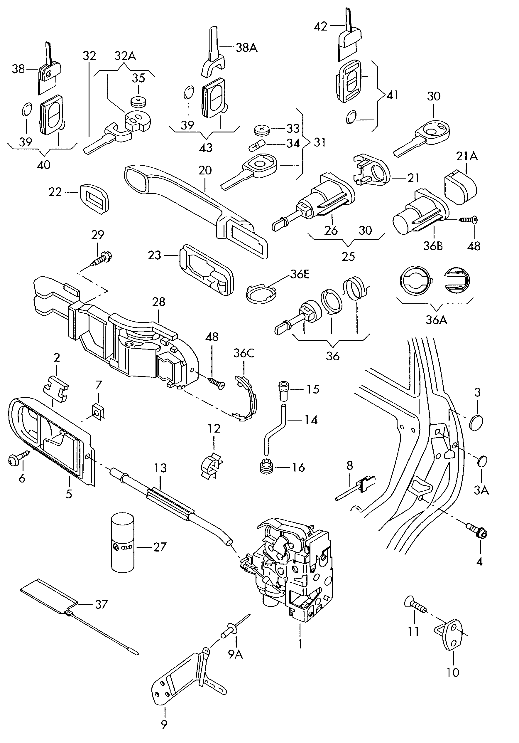 VAG 6X1 837 013H - Замок двери parts5.com