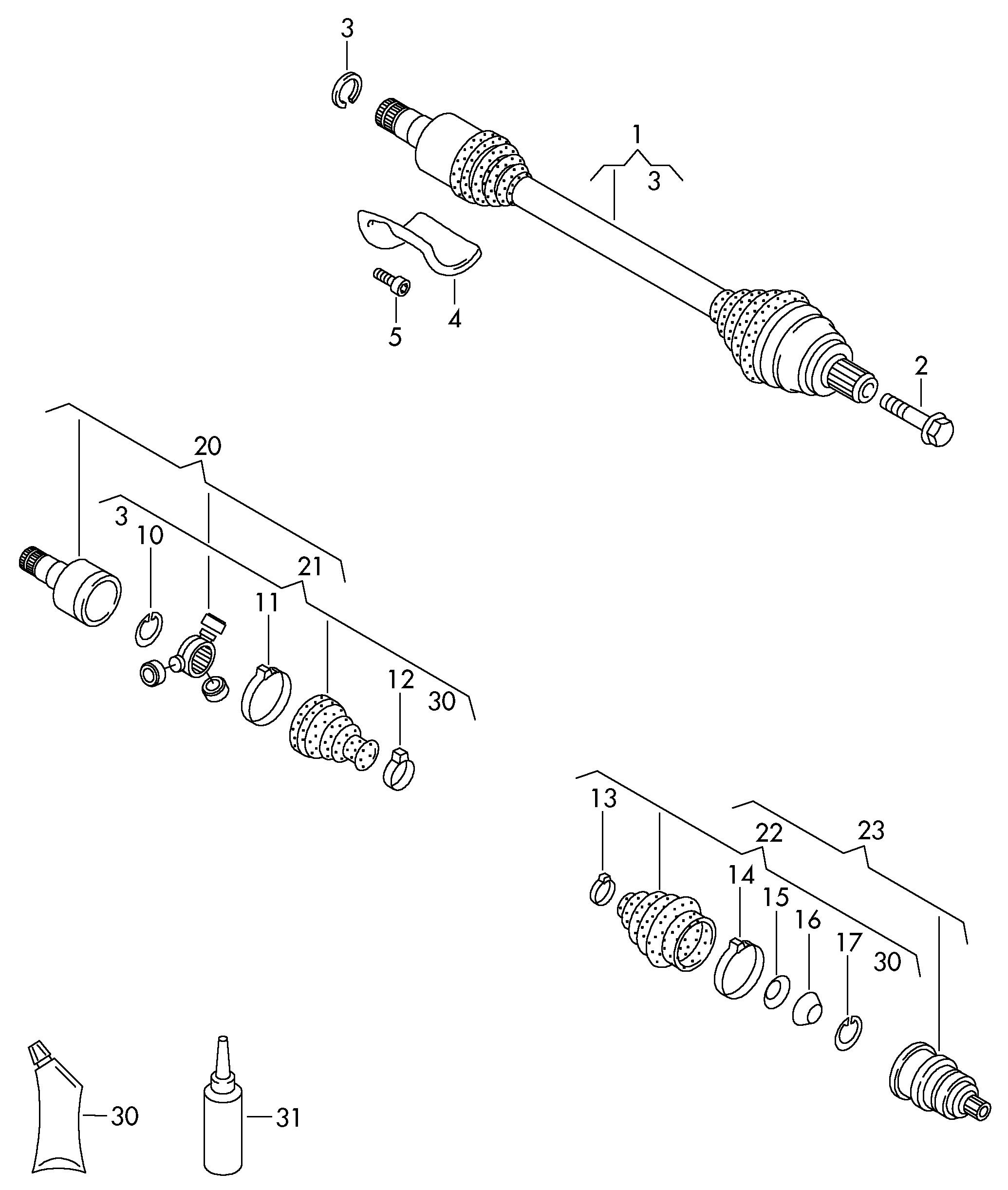 Skoda 1K0 498 103 C - Шарнирный комплект, ШРУС, приводной вал parts5.com