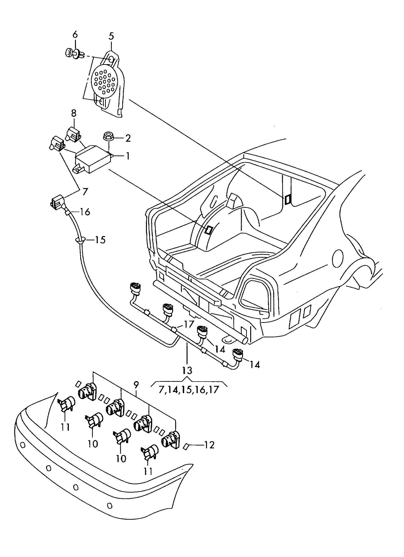 AUDI 7H0 919 275 C - Датчик, система помощи при парковке parts5.com