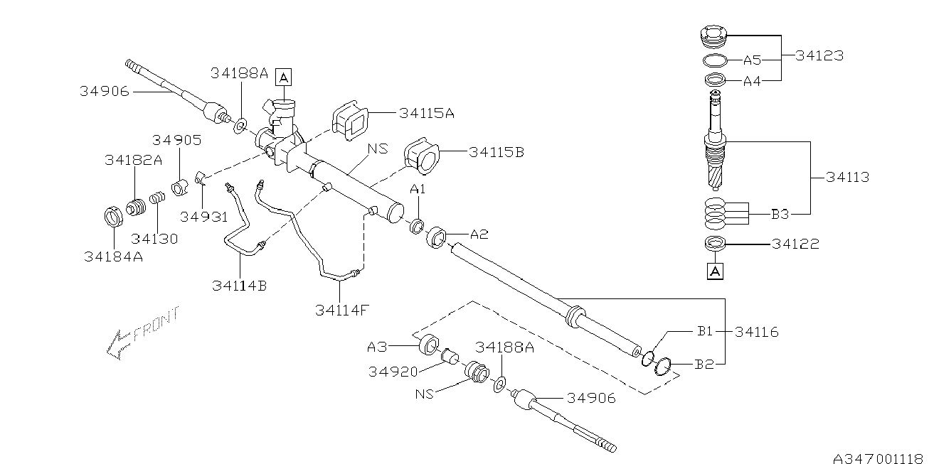 Subaru 34160-AE000 - Осевой шарнир, рулевая тяга parts5.com