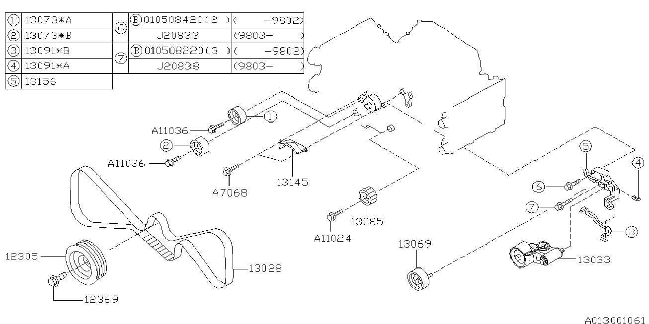 Subaru 13073-AA142 - Направляющий ролик, зубчатый ремень parts5.com