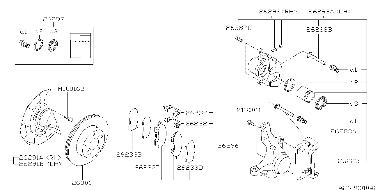 Subaru 26296-AC010 - Тормозные колодки, дисковые, комплект parts5.com