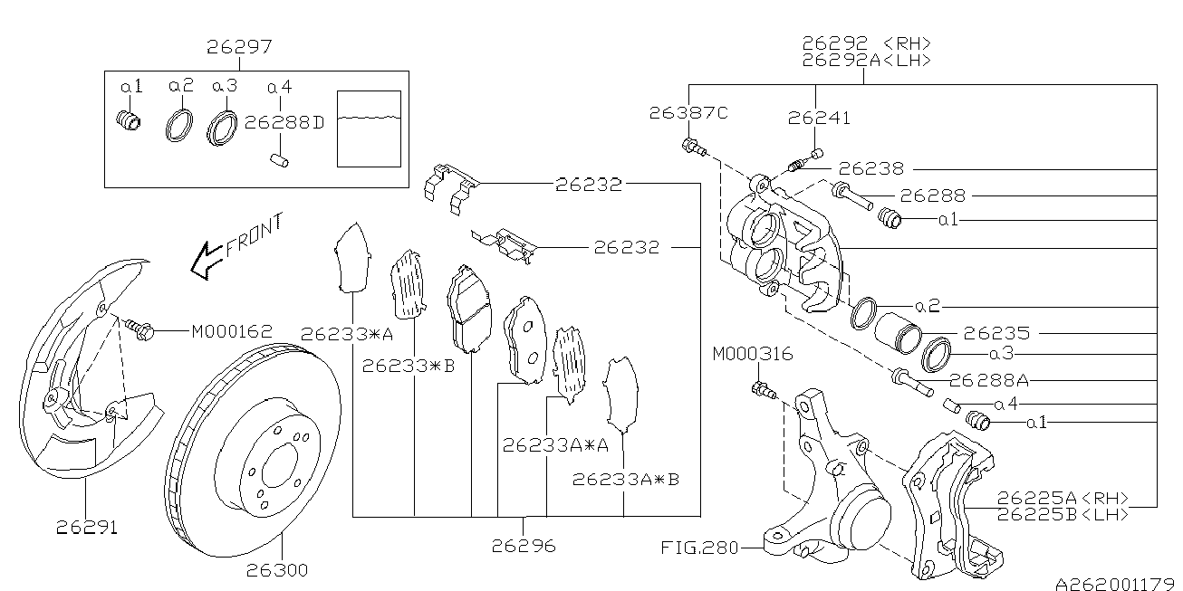 Subaru 26296AJ010 - Тормозные колодки, дисковые, комплект parts5.com