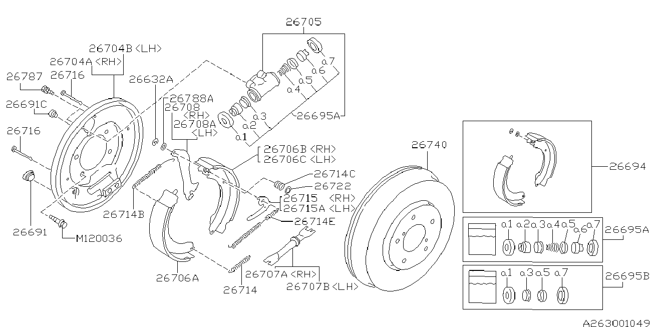 Subaru 26257AA030 - Комплект тормозных колодок, барабанные parts5.com