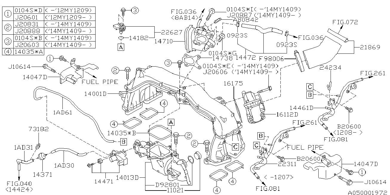 Subaru 14035AA560 - Gasket, intake manifold parts5.com