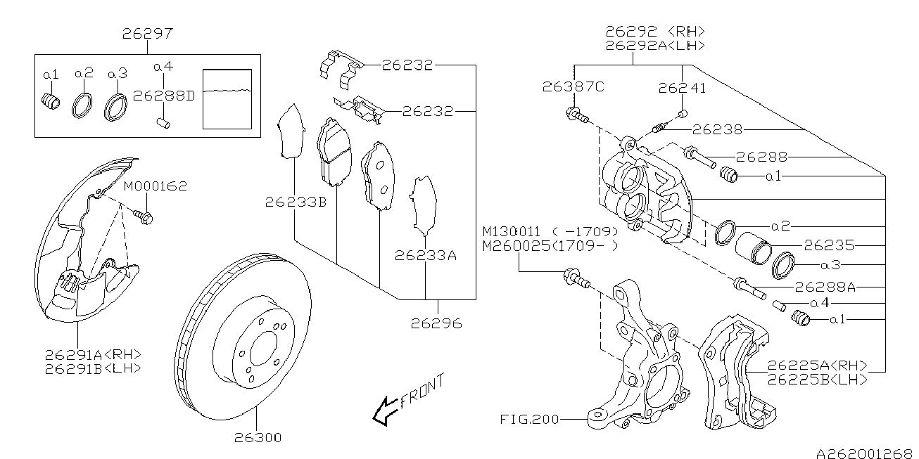 Subaru 26296AL020 - Тормозные колодки, дисковые, комплект parts5.com