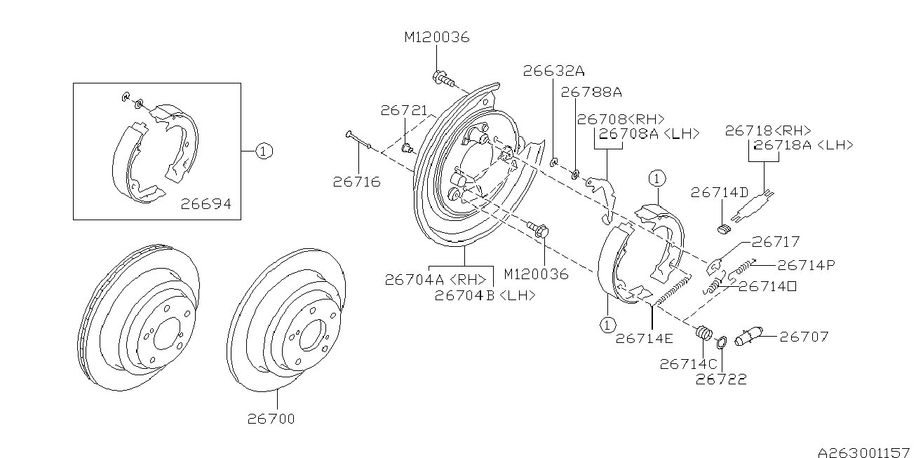 Subaru 26298AA020 - Комплект тормозов, ручник, парковка parts5.com