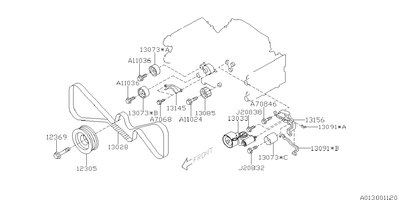 Subaru 13073-AA200 - Направляющий ролик, зубчатый ремень parts5.com