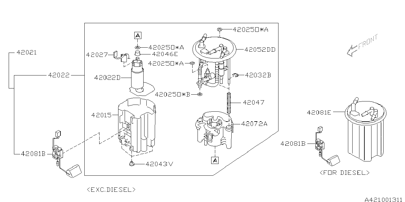 Subaru 42022AG190 - Топливный насос parts5.com