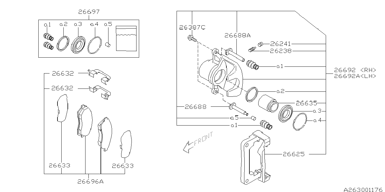 Subaru 26696AG020 - Brake Pad Set, disc brake parts5.com