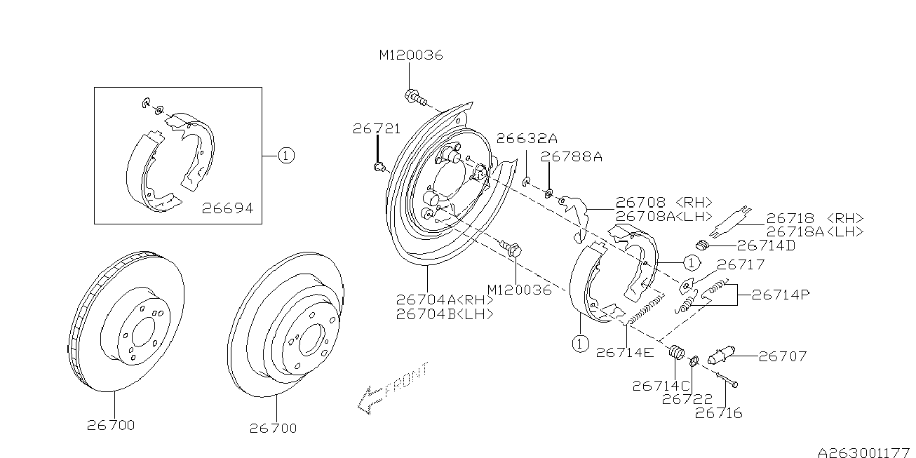 Subaru 26694AG000 - Комплект тормозов, ручник, парковка parts5.com