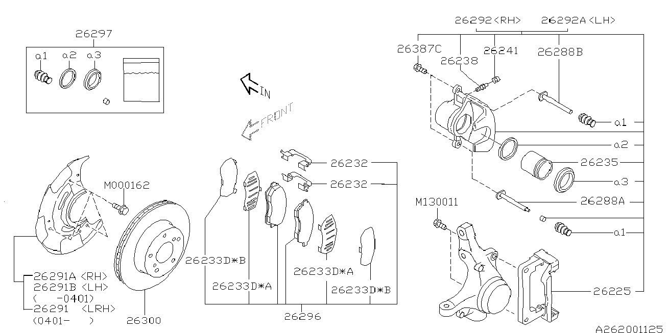 Subaru 26296-AC021 - Тормозные колодки, дисковые, комплект parts5.com