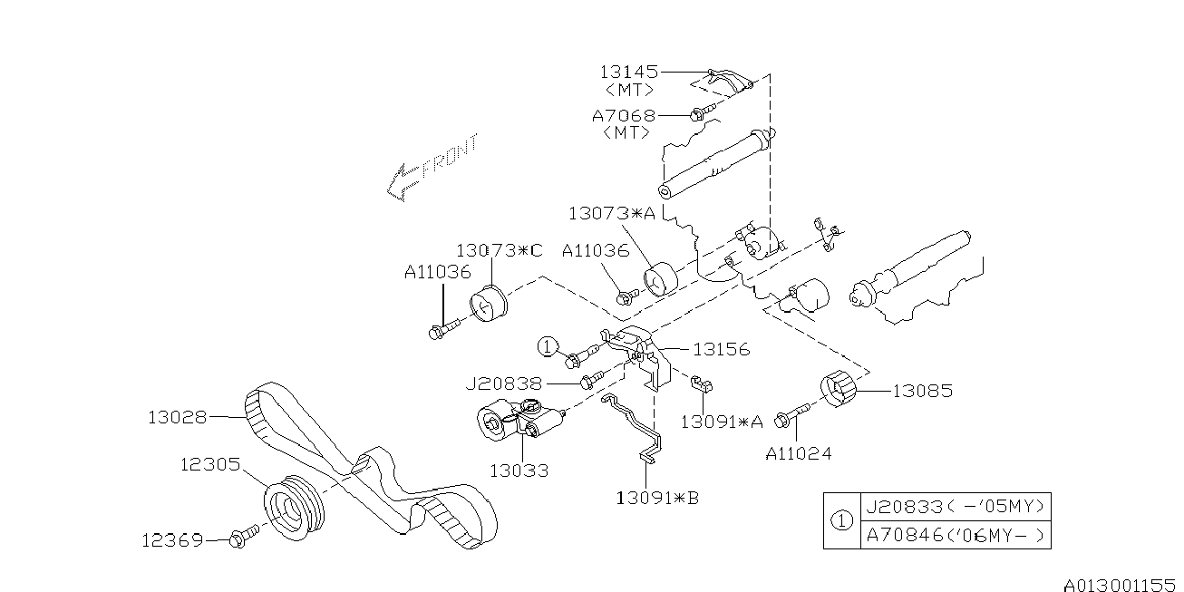 Subaru 13073-AA190 - Deflection / Guide Pulley, timing belt parts5.com