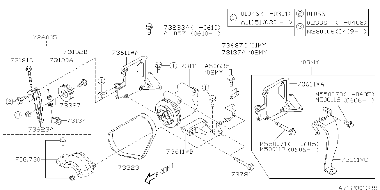 Subaru 73323FA030 - Correa trapecial poli V parts5.com