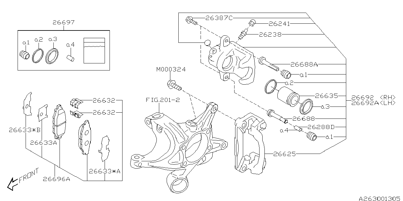 Subaru 26696AG051 - Brake Pad Set, disc brake parts5.com