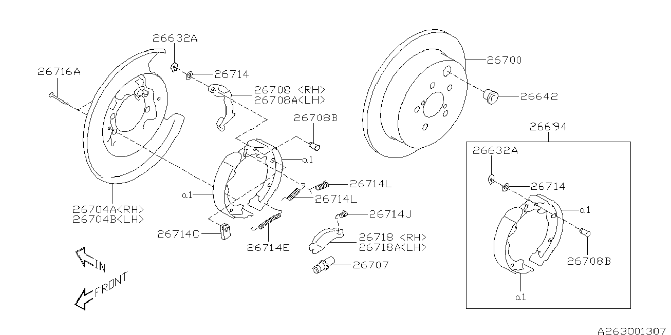 Subaru 26694 CA001 - Комплект тормозов, ручник, парковка parts5.com