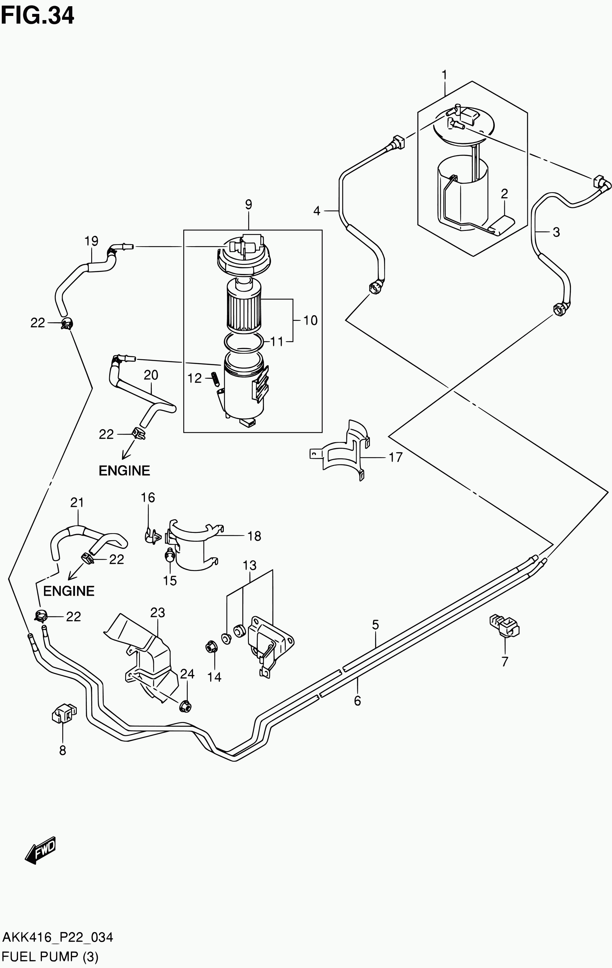 Suzuki 15410-79J50 - Топливный фильтр parts5.com