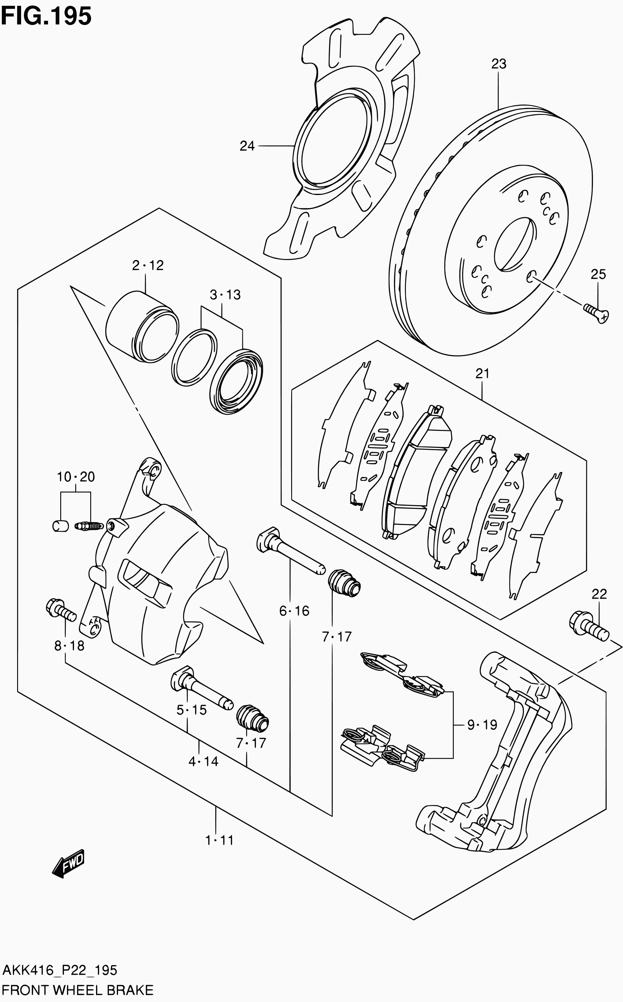 Suzuki 55810-61M00 - Тормозные колодки, дисковые, комплект parts5.com