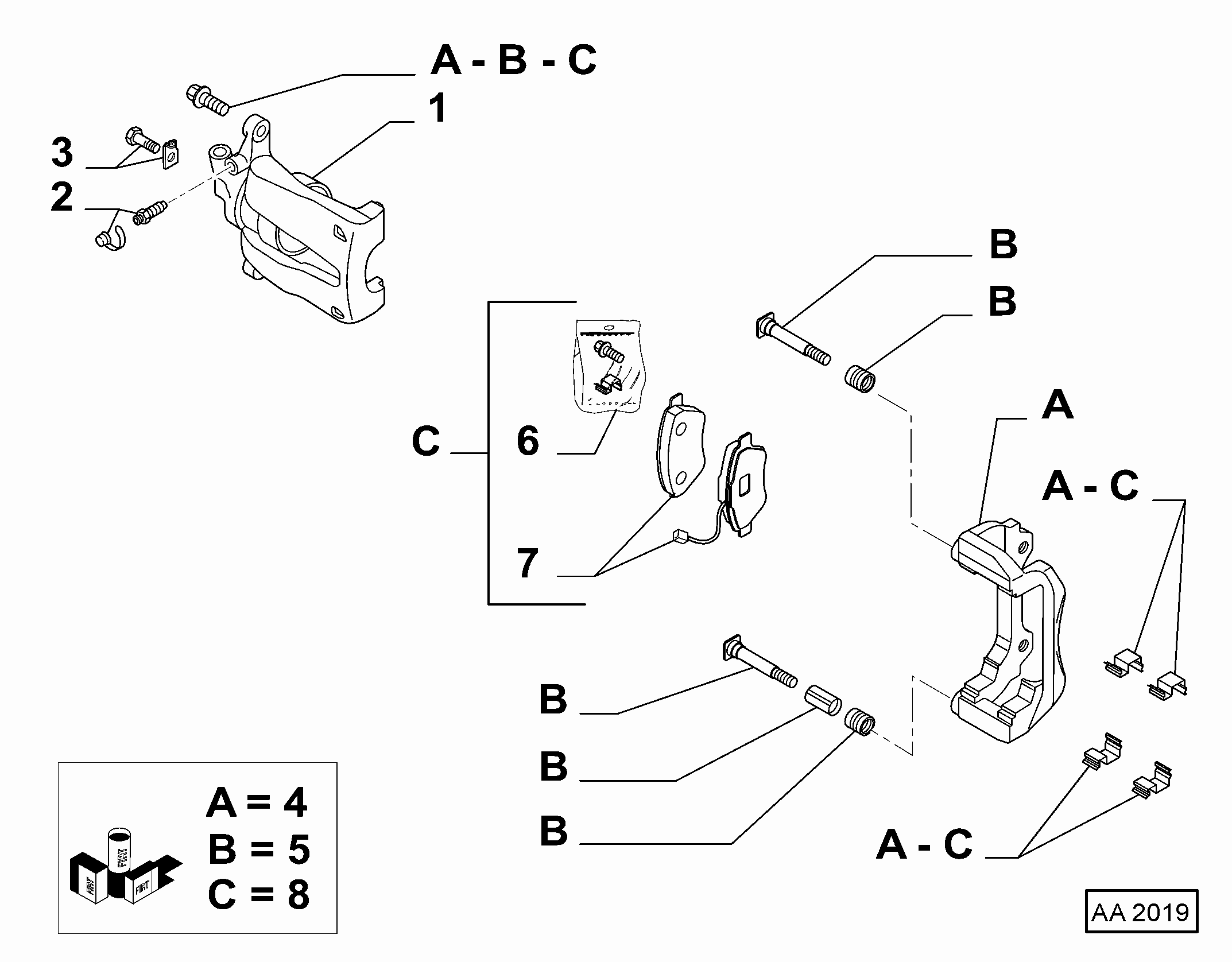 FIAT 77364919 - Тормозные колодки, дисковые, комплект parts5.com