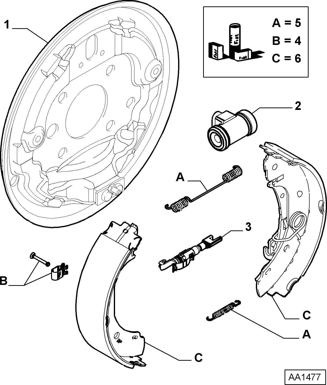 FIAT 77365346 - Комплект тормозных колодок, барабанные parts5.com