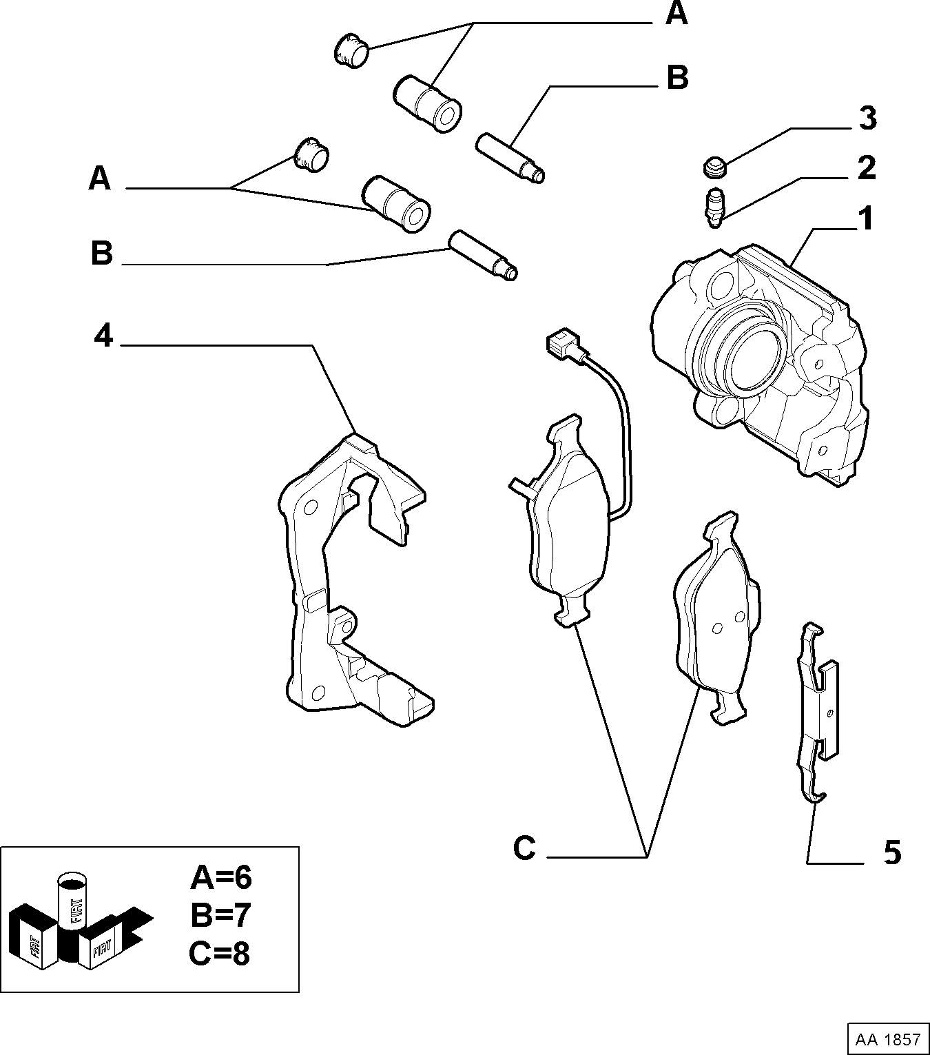 FIAT 77365396 - Тормозные колодки, дисковые, комплект parts5.com