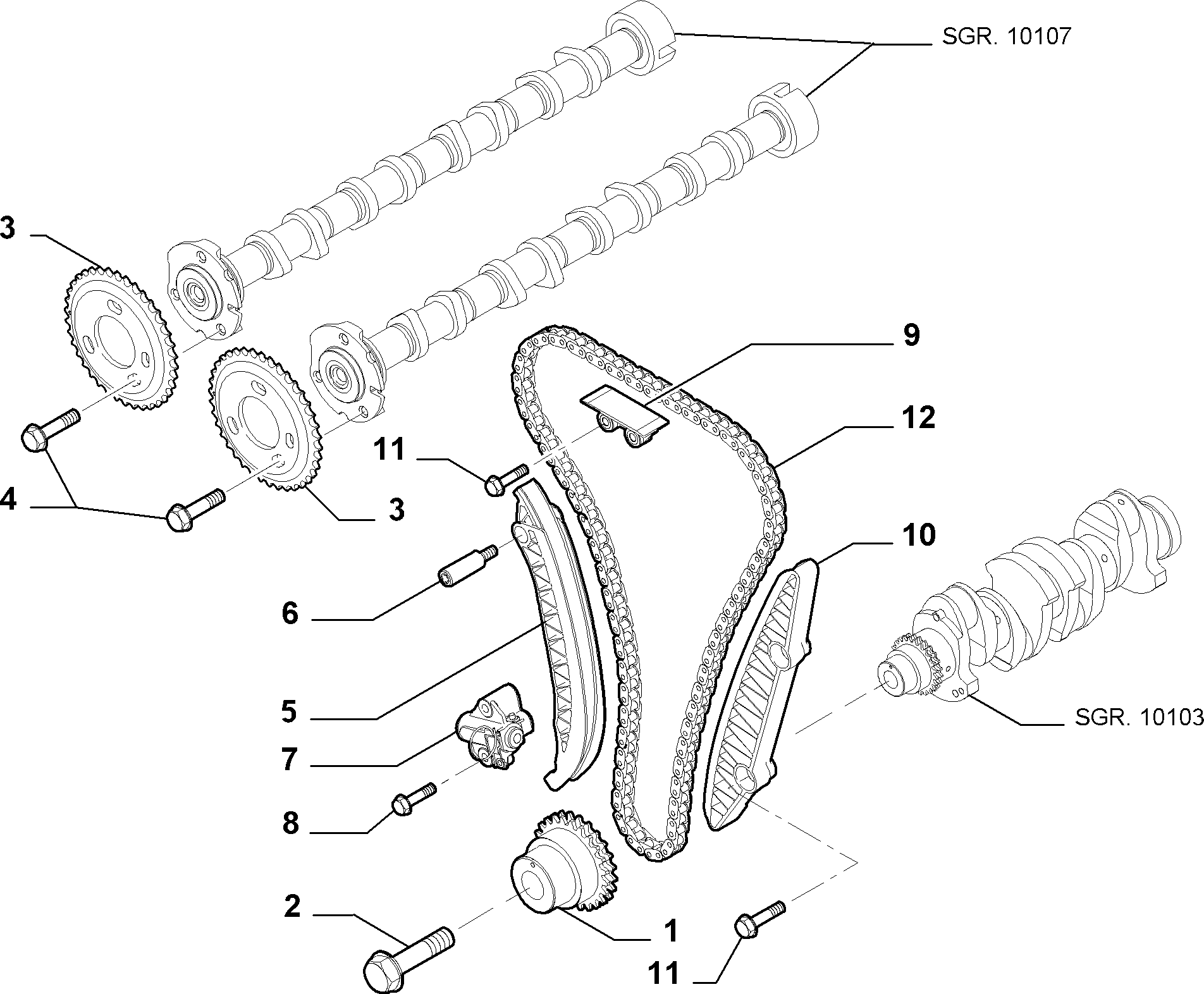 FIAT 96 758 058 80 - Комплект цепи привода распредвала parts5.com