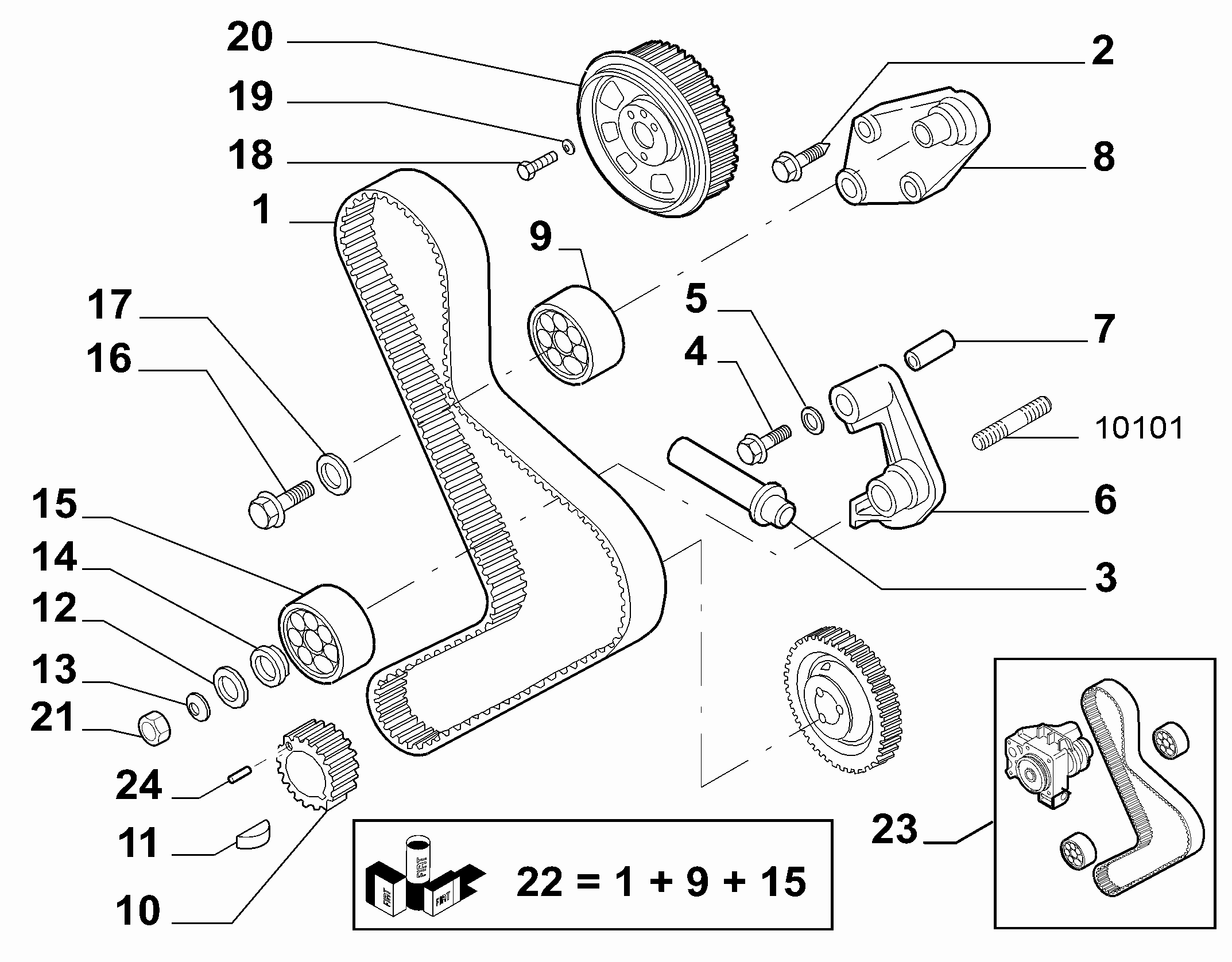 IVECO 9946 1358 - Натяжной ролик, ремень ГРМ parts5.com