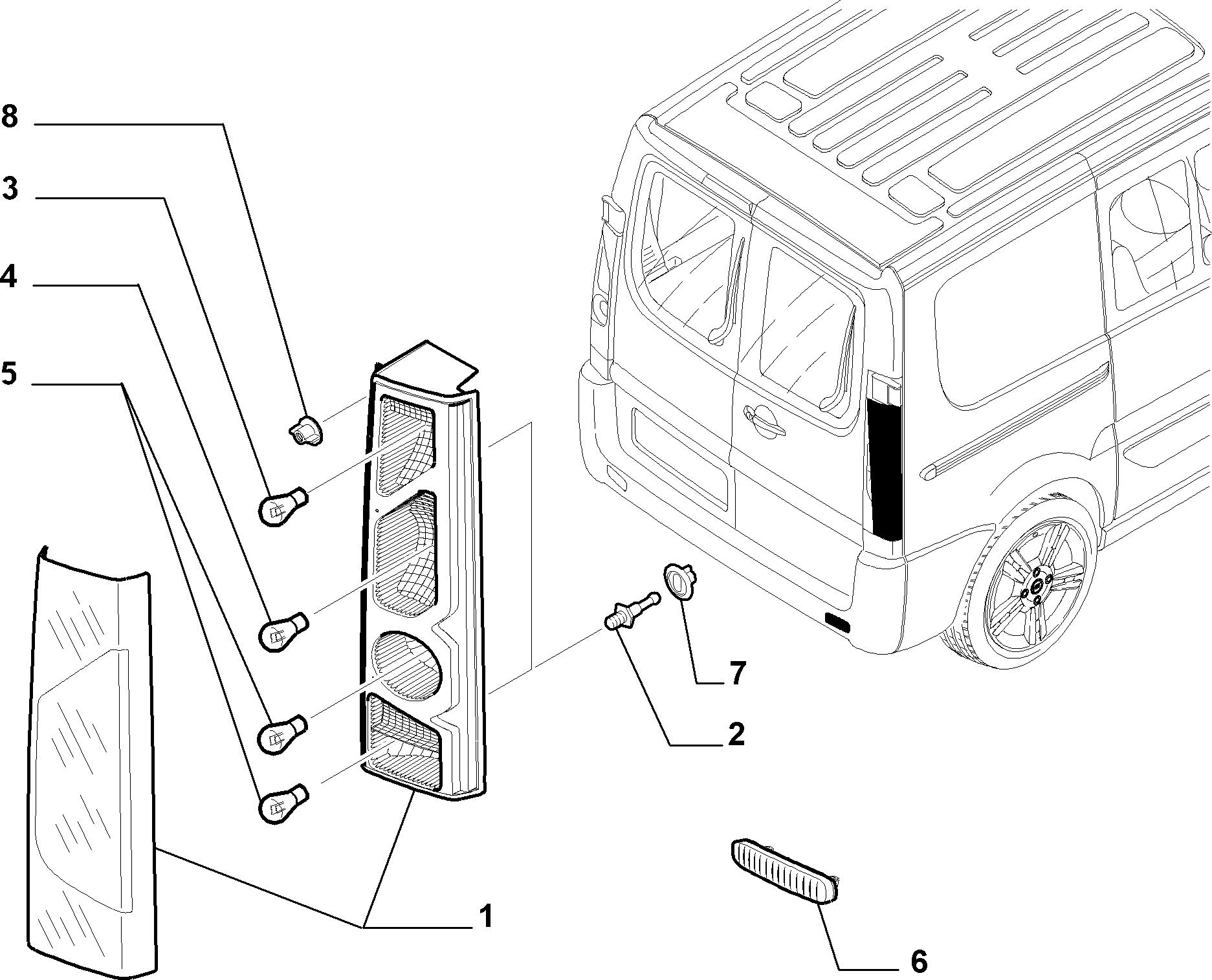 FIAT 7905527091 - Лампа накаливания, задний габаритный фонарь parts5.com