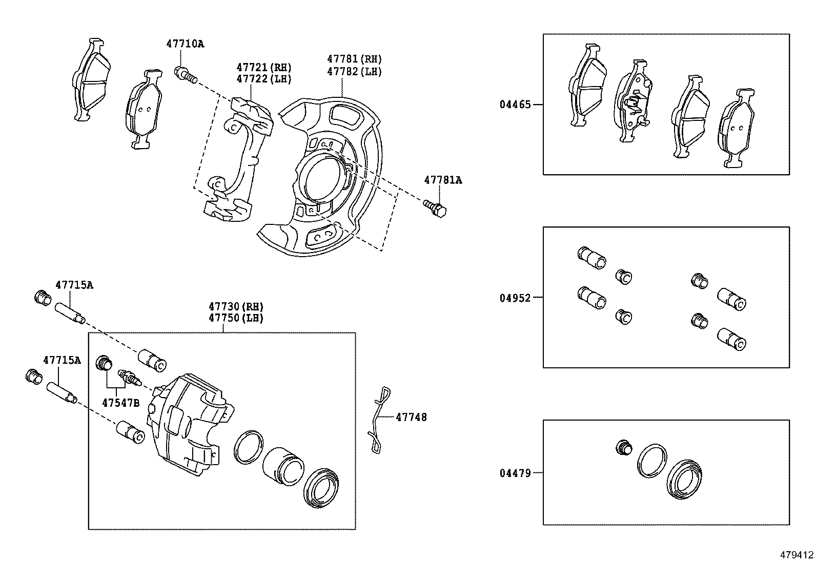 Daihatsu 04465-0D050 - Тормозные колодки, дисковые, комплект parts5.com