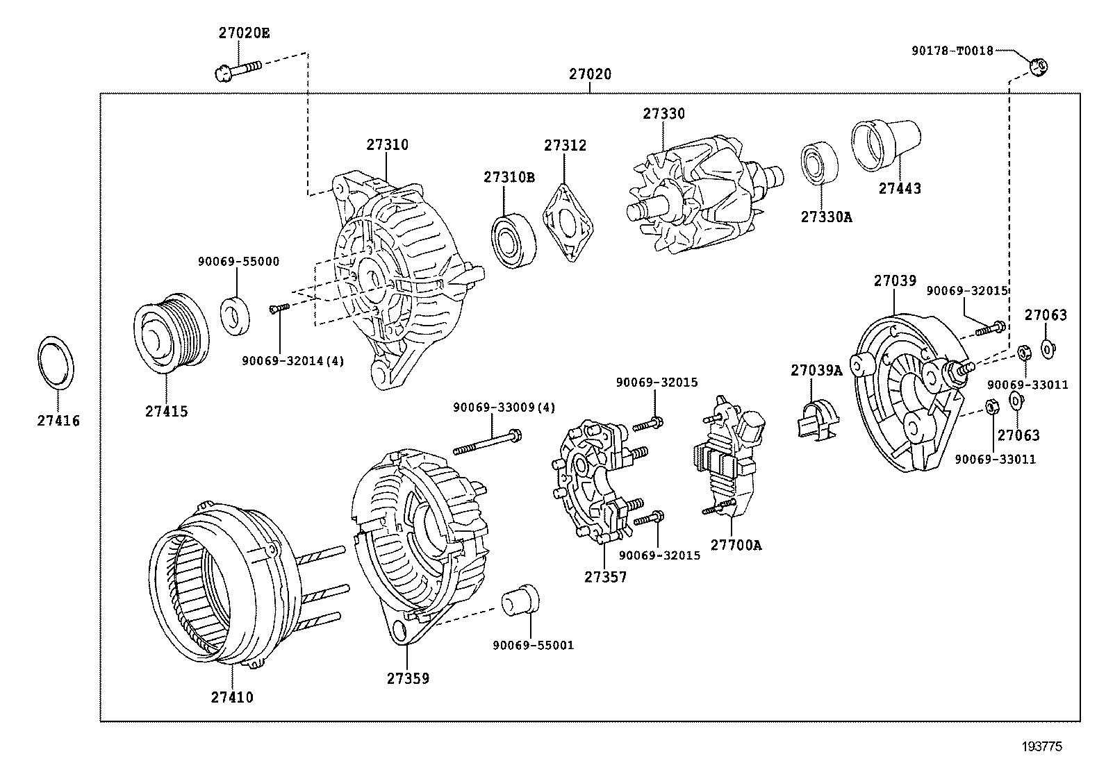 TOYOTA 270600L040 - Генератор parts5.com