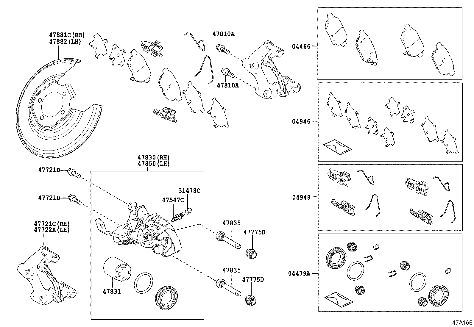 TOYOTA 0446647100 - Тормозные колодки, дисковые, комплект parts5.com