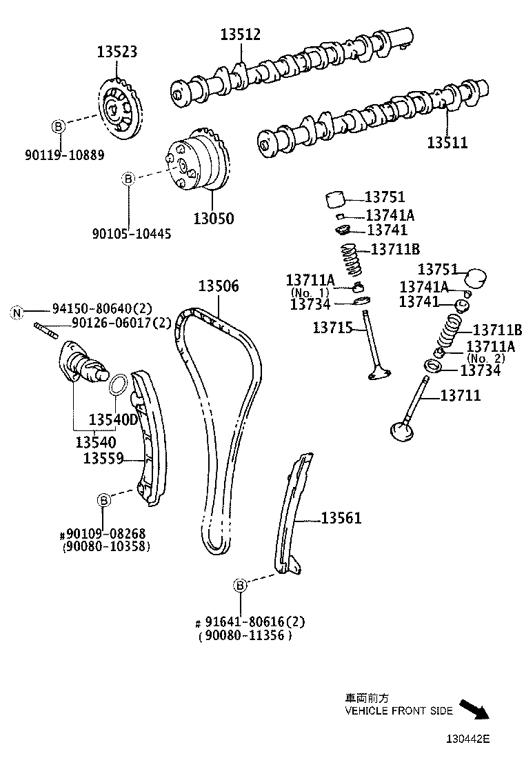 TOYOTA 13523-0D010 - Комплект цепи привода распредвала parts5.com