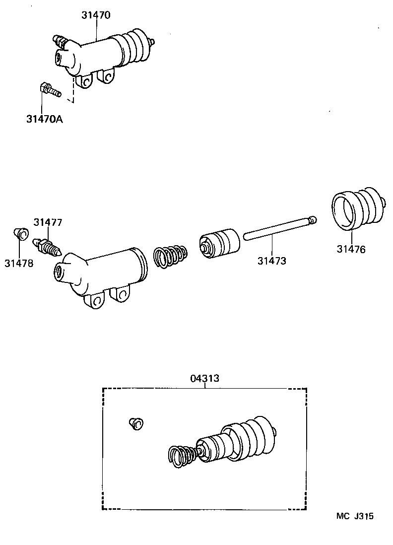 TOYOTA 31470 28040 - Рабочий цилиндр, система сцепления parts5.com