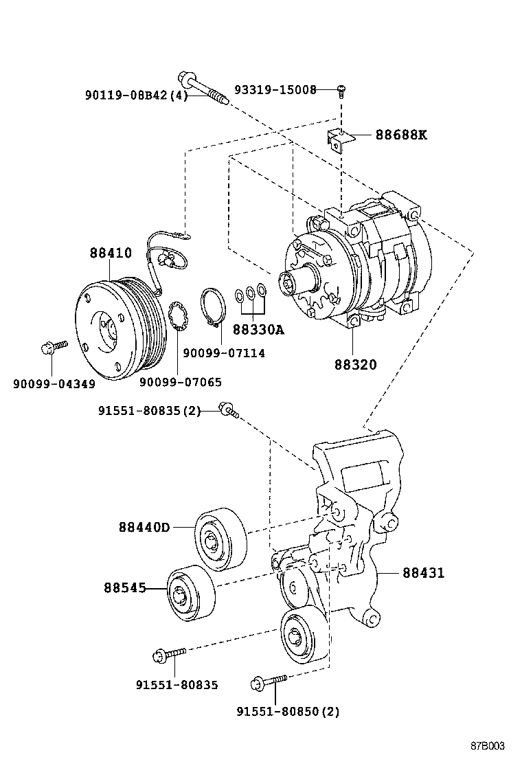 TOYOTA 8844035130 - Направляющий ролик, поликлиновый ремень parts5.com